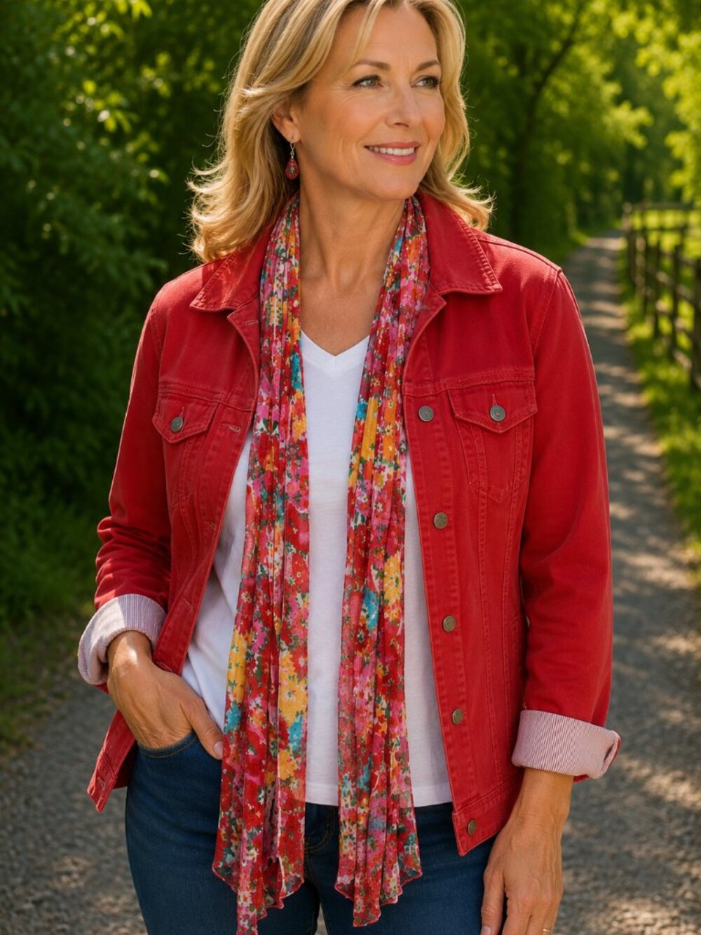 Red Yellow Pink Flutter Scarf Lightweight Women Accessory